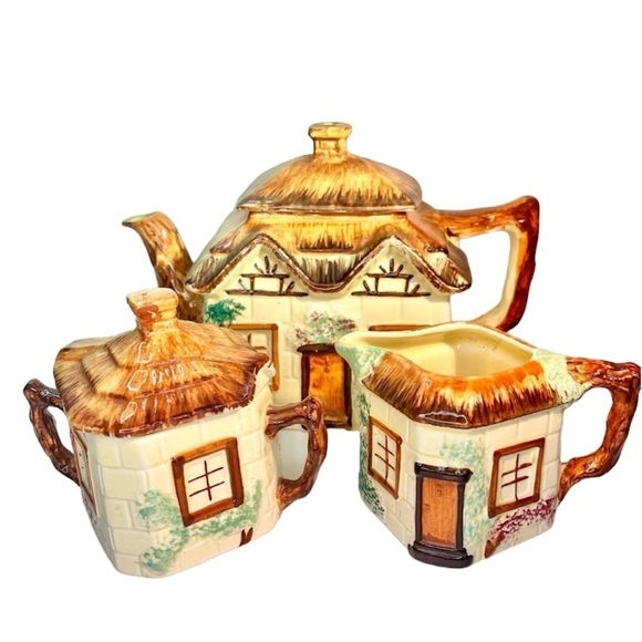 Vintage Keele St Pottery Cottageware Teapot Sugar Cream Staffordshire England